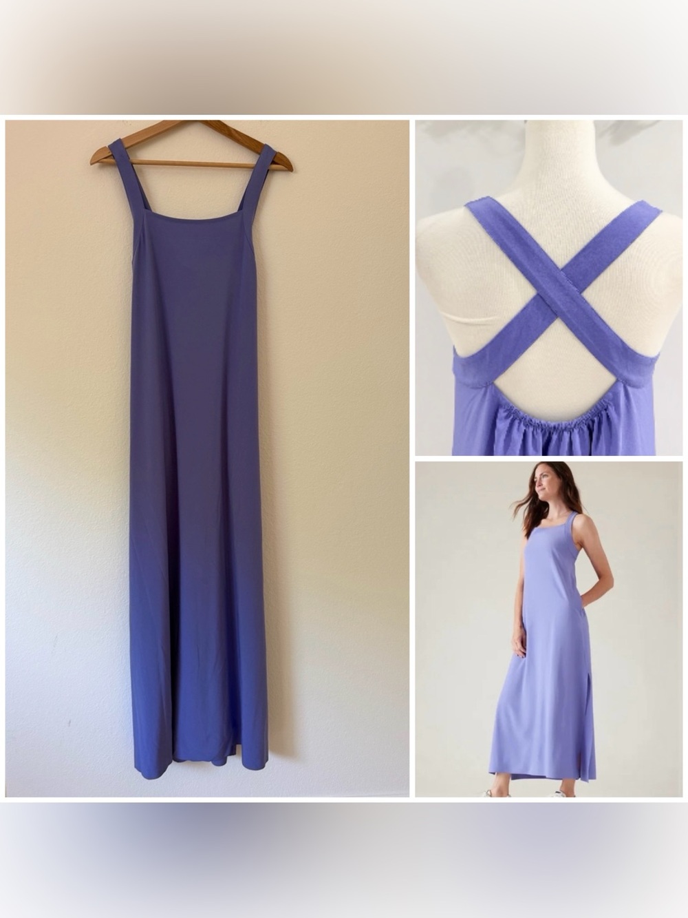Athleta Arrival Maxi Dress Size X Small Purple Lightweight Athleisure Summer